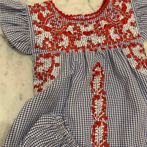 Six Honeybees red blue gingham set 3T girls - Picture 2 of 3